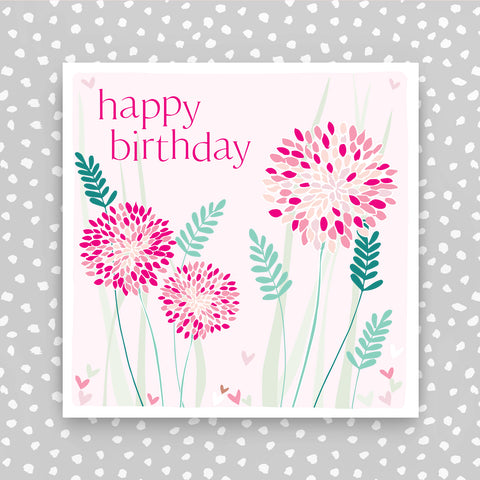 Happy Birthday - Pink Flowers (FB187)