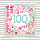 100th Birthday Card - Floral Birthday Card (CK28)