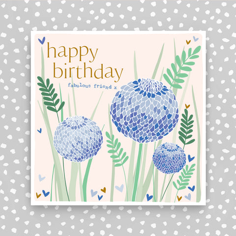 Happy Birthday - Blue Flowers (FB191)