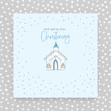 With Love on your Christening blue greeting card (GR13)