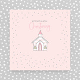 With Love on your Christening pink greeting card (GR14)