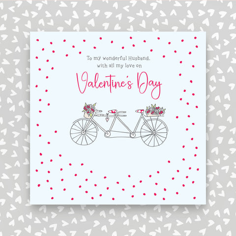 To my wonderful husband with all my love on Valentine's Day Greeting Card - tandem bike (GR90)