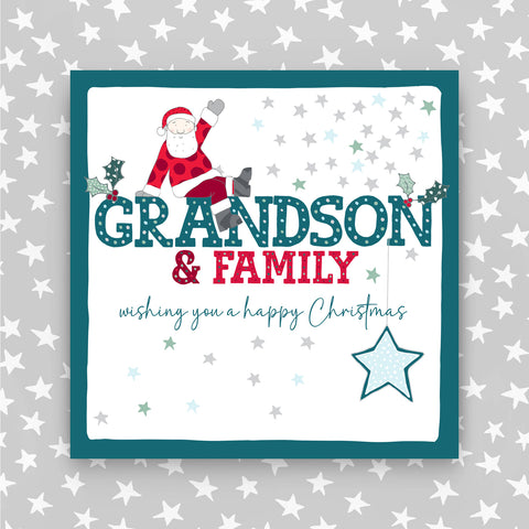 Grandson & Family - Wishing you a happy Christmas greeting card (JH16)