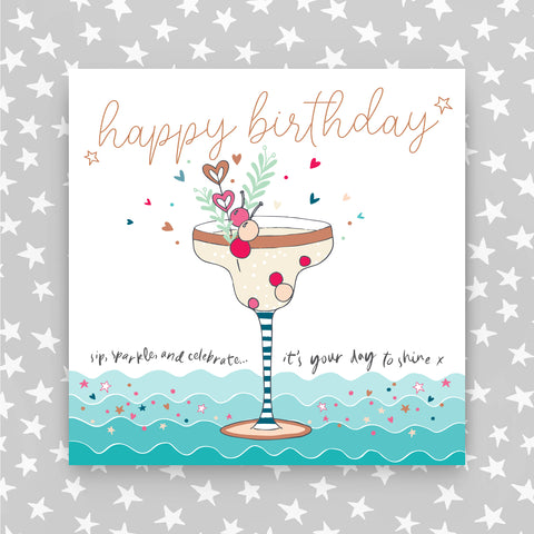 Happy Birthday Sparkle & Celebrate Cocktail Greeting Card (MA01)