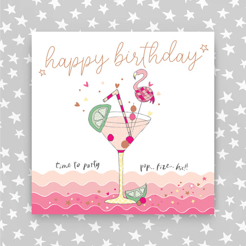 Happy Birthday Time to party cocktail Greeting Card (MA02)