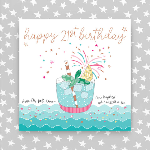 Happy 21st Birthday - Cocktail Greeting Card (MA16)