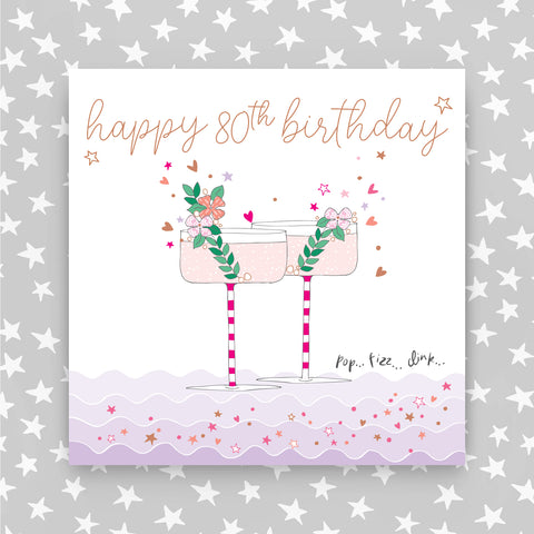 Happy 80th Birthday - Champagne Glasses Greeting Card (MA22)