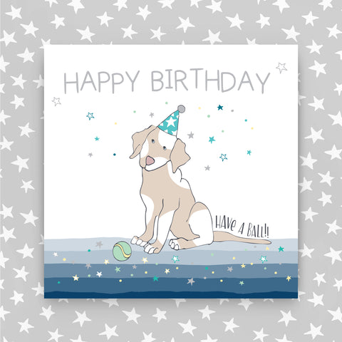 Male Happy Birthday Dog - have a ball Greeting Card (MA28)