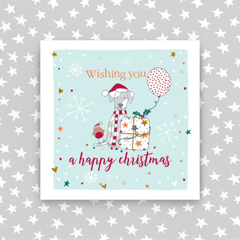 4 pack - Wishing you a happy christmas - dog with present (TCC20)