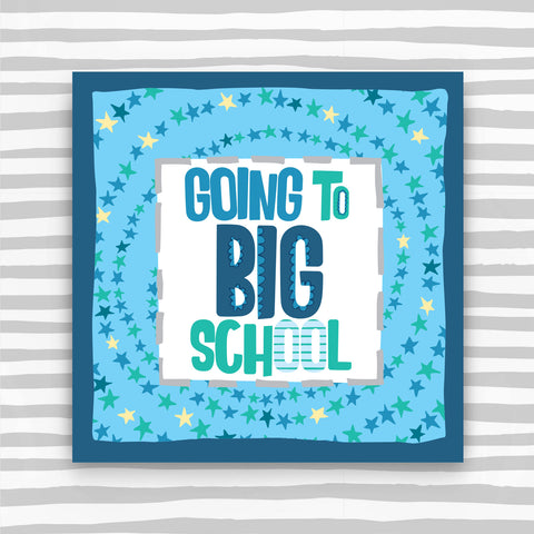 Going to Big School Blue Greeting Card (TF125)