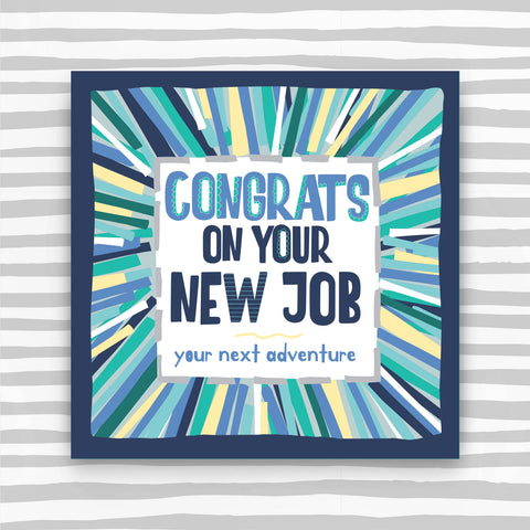 Congrats on your new job Greeting Card in blue colours (TF150)
