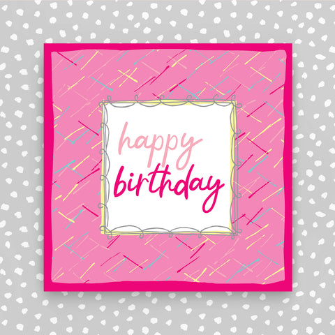 Happy Birthday - pink dashes (TF70)