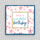 Have a Wonderful Birthday - pink flowers  (TF73)