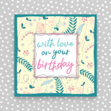 With Love on your Birthday - flowers on yellow (TF76)