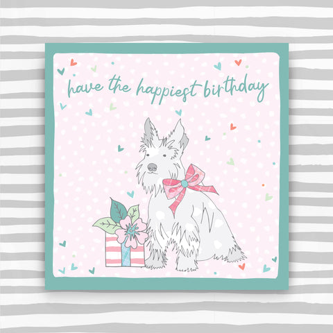 Scottish - have the happiest birthday - scotty dog pink (W43)