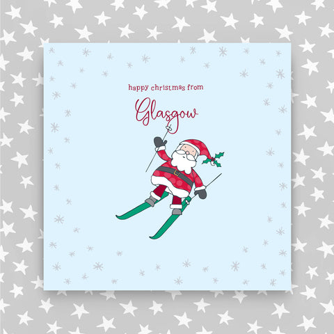 'From Glasgow' - Happy Christmas - Santa skiing (XGR65 GLASGOW)
