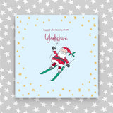 'From Yorkshire' - Happy Christmas - Santa skiing (XGR65 YORKSHIRE)