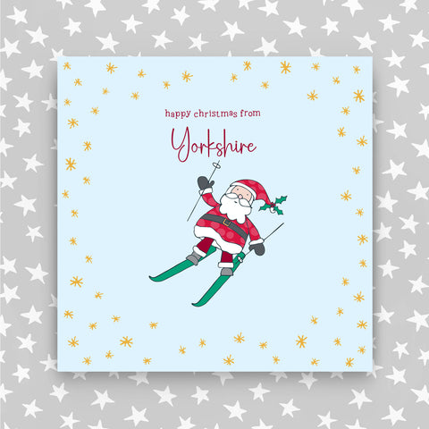'From Yorkshire' - Happy Christmas - Santa skiing (XGR65 YORKSHIRE)