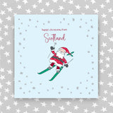 Personalised - Happy Christmas - Santa skiing (XGR65)