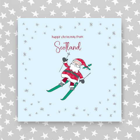 Personalised - Happy Christmas - Santa skiing (XGR65)