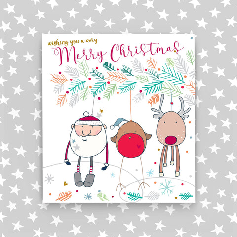 4 Card Pack - Merry Christmas, Santa, Robin & Reindeer (CA18)