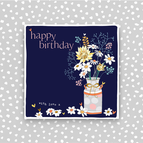 Happy Birthday - milk churn flower arrangement (CB175)