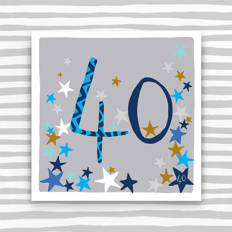 40th Birthday card - stars (FB74)
