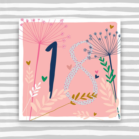 18th Birthday card - flowers (FB78)