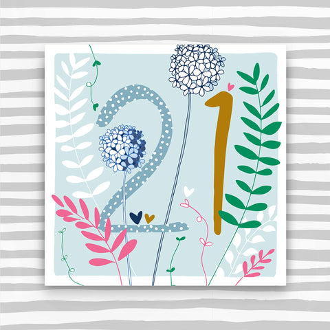 21st Birthday card - flowers (FB79)