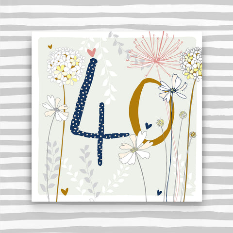 40th Birthday card - flowers (FB81)