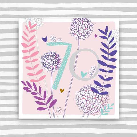 70th Birthday card  - flowers (FB84)