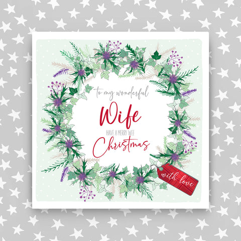 Wife - Scottish Wreat Christmas Card (G29)