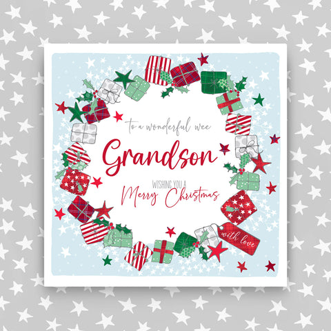 Wonderful Wee Grandson - Scottish Wreat Christmas Card (G32)