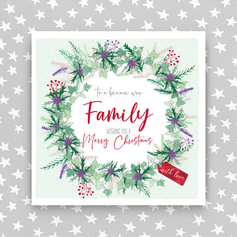 Bonnie Wee Family - Scottish Wreat Christmas Card (G34)
