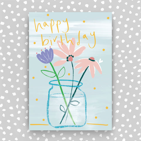 Happy Birthday Card - Vase of flowers (SUN01)