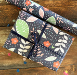 Giftwrap - Floral on dark blue (WR59)