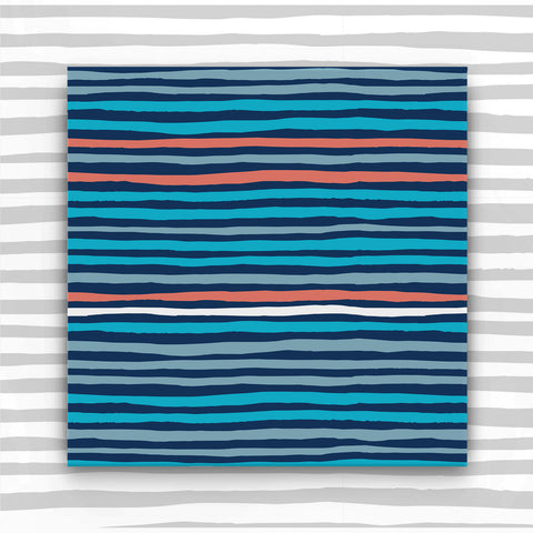 Giftwrap - Multi coloured stripes on blue (WR61)