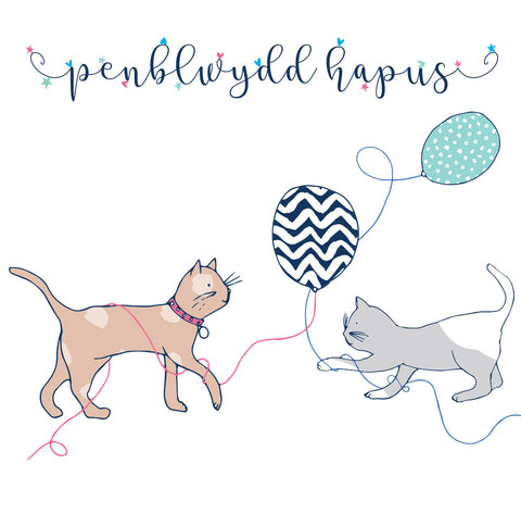 Penblwydd Hapus  (Happy Birthday Cats)  (WTJ01)